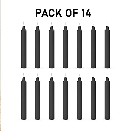 Image of AuraDecor Pack of 14 Stick Candles || Especially Meant for Healing, Chakras, Ritual Candles, Decoration, Lighting, Home Decor || Burning Time 3 to 4 Hours Each (Black)