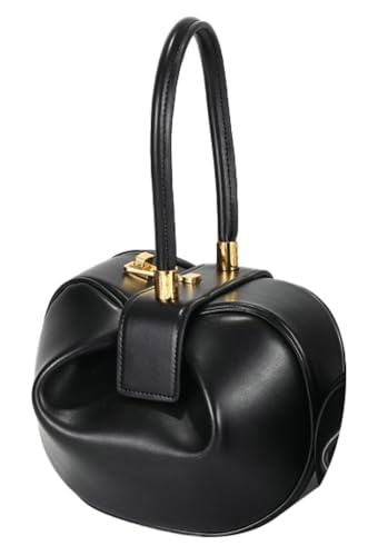 Women's Trendy Genuine Leather Clutch Purse Sphere Wristlet Handbags Mini Tote Bag Elegant Ladies Shoulder Satchels