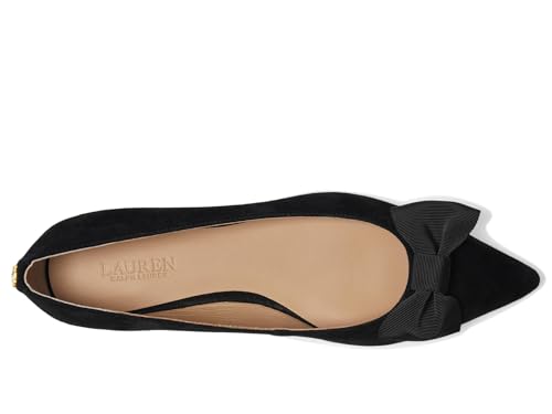 LAUREN Ralph Lauren Women's Londyn Bow-Trim Suede Ballet Flat Black/Black 8 Medium2