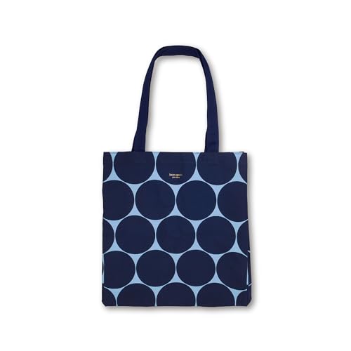 kate spade new york Canvas Tote Bag for Women, Cute Tote Bag for Teacher, Blue Canvas Beach Bag, Book Tote with Pocket, Joy Dot