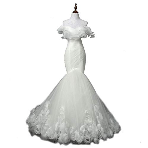 CAIM-Robes Demoiselle d'honneur Longueur de Plancher Dentelle Robe de mariée Robe de sirène Robe de soirée de mariée (Color : White, Taille : XS) Cover