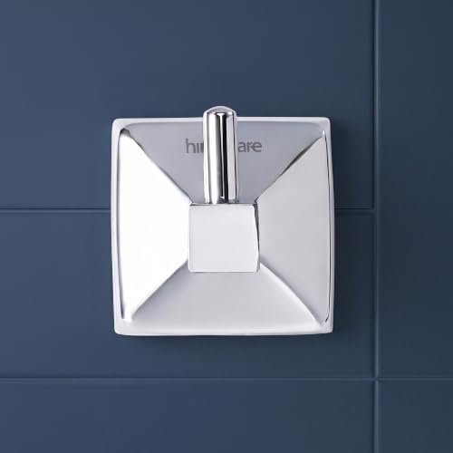 Image of Hindware Stelo Cloth Hanger for Wall| Bathroom Accessory | Superior Stainless Steel | Space Saving | Mirror Like Chrome Finish | Corrosion Resistant | Dimension (mm): 52 * 62 * 56 | 1-Year Warranty