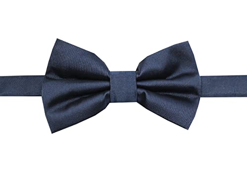 Image of Tie Studio Mens Formal Solid Bow tie | Satin | Microfiber | Standard Size | Premium fabric | Superior Clip Hold | Packaging - Box | Colour - Black Bow Tie (Set of 1)