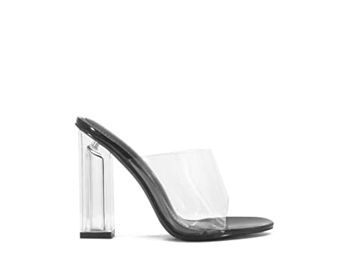 Image of Cape Robbin Fusion Chunky Block High Heels for Women, Transparent Booties for Women