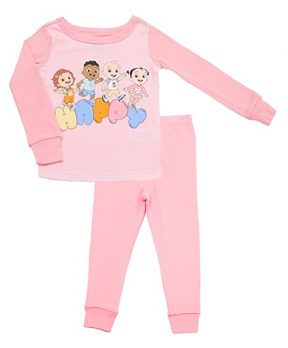 CoComelon Girls Pajamas Set for Toddlers - 4 Piece Cotton Pj Set for Kids - Snug Fit Long Sleeve Top and Bottoms2