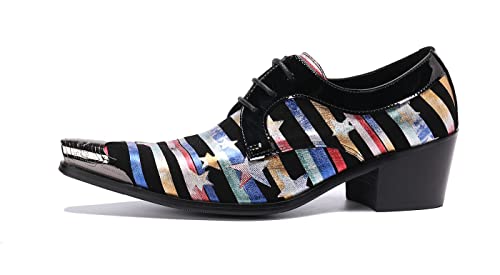 Santimon Men's Fashion Metal Plain Toe Genuine Leather Lace-Up Comfort Casual Dress Oxfords Shoes2