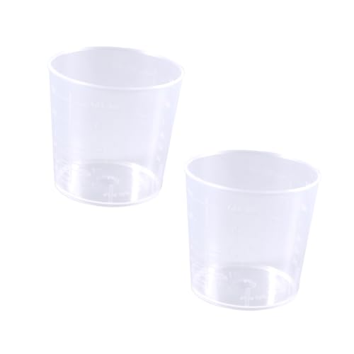 KICHOUSE 60ml Plastic Measuring Beakers 2 Pieces Heat Acid-resistant Graduated for Accurate Measurement in Lab Kitchen