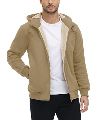 Tacvasen Men's Sweatshirt Jackets Heavyweight Mens Work Jackets For Winter Fleece Sherpa Lined Hoodie Full Zip Up Softshell Coat #TOP7