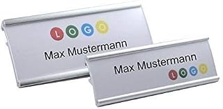 10 Unidades Aluminio Placas Identificativas Color Plata Anodizado de Metal,Talla 65x22 mm o 72x32 mm,con Aguja / Clip,Nombre Divisa,Credencial para Ropa Autorrotulable Identificativas / Clip Metal