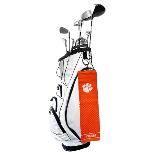 Image of Team Golf NCAA Clemson Tigers Embroidered Golf Towel Embroidered Golf-Towel, Checkered Scrubber Design, Embroidered-Logo (Pack of 6)