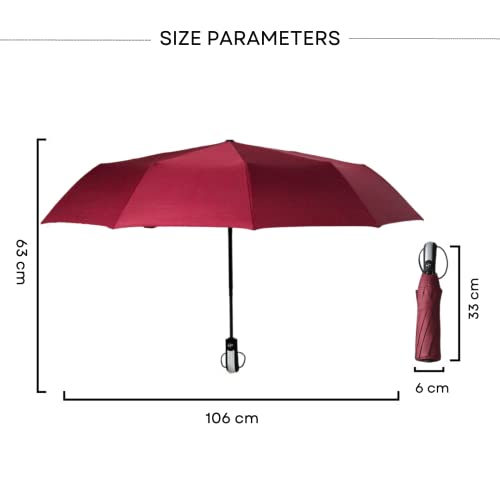 Image of GRACIOUS MART Premium Wooden Handle Automatic Open /Close, Wind-Resistant 8-Rib Frame, UV Blocking Umbrella With Extra Large Canopy, Travel-Friendly Design for Men & Women