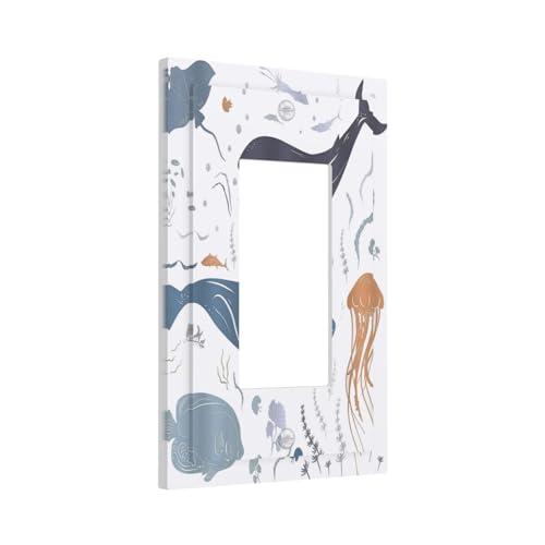 Wpshijia Kids Sea Animal Decorative Single Rocker Light Switch Covers 1 Gang Outlet Cover Wall Plate Decorative GFCI Switchplate Faceplate for Nursery Kidsroom Bedroom Decor