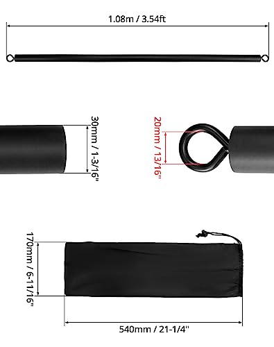 QWORK® Resistance Band Bar Pilates Bar Home Gym Fitness Workout Bar for Strength Training Cardio Exercise - 108CM - Max Load 800lb (Portable Detachable Stick x3) - Image 3