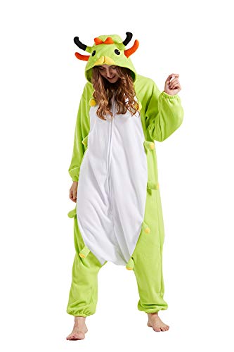 DELEY Adult Green Caterpillar Onesie Halloween Cosplay Costume Unisex Animal Pajamas Homewear Sleepwear Jumpsuit