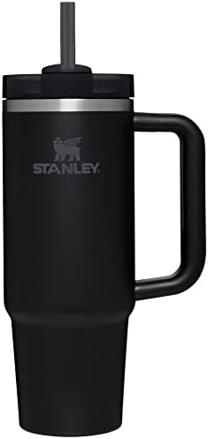 STANLEY Quencher H2.O FlowState kubek izolowany próżniowo ze stali nierdzewnej z pokrywką i słomką do wody, mrożonej herbaty lub kawy, smoothie i innych, czarny (10-10827-024)