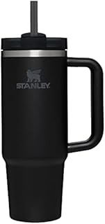 STANLEY Quencher H2.O FlowState kubek izolowany próżniowo ze stali nierdzewnej z pokrywką i słomką do wody, mrożonej herbaty lub kawy, smoothie i innych, czarny (10-10827-024)