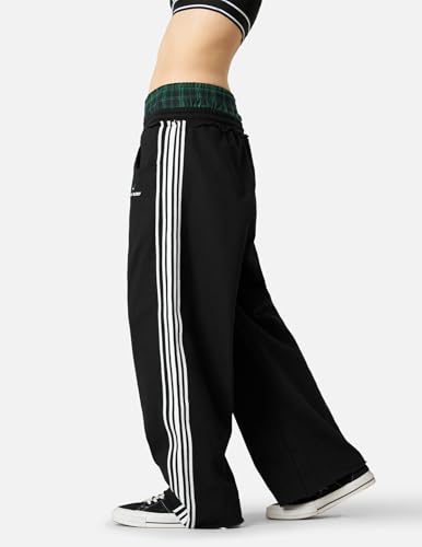 Image of Aelfric Eden Baggy Wide Leg Sweatpants for Women Men Double Elastic Waisted Streetwear Y2K Casual Trouser with Pockets