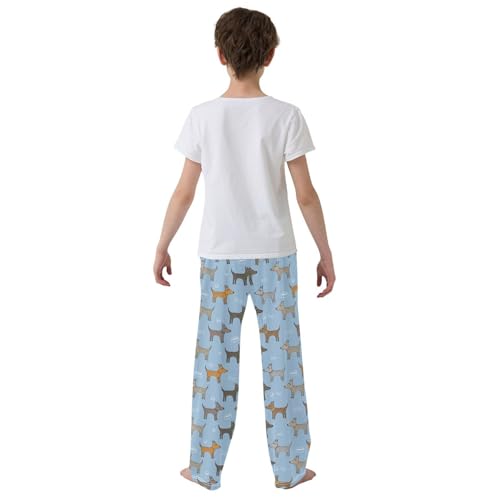 ZZXXB Terrier Dogs Boys Long Pants Soft Trousers Elastic Waist Kids Lounge Bottoms with Pockets S-XL3