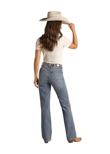 Rock & Roll Denim Ladies Scallop Pocket High Rise Boot Cut Jeans RRWD4HR0VA2