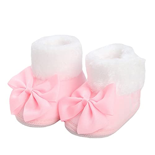 Baby Boots With Bow Ties Soft Soled Baby Shoes Plus Velvet Thick Non Slip Cotton Shoes Toddler Shoes Girl Size 63