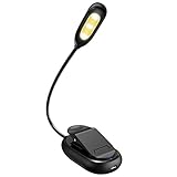 AMIR Upgraded Rechargeable 5 LED Mini Book Light, Clip on Reading Light, 3 Colors x 3 Levels Brightness Eye-Care Reading Lamp, 4.4 oz Lightweight, up to 60 Hours Reading (9 Levels)