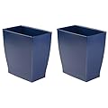 iDesign Small Rectangular Bathroom Trash Set of 2-Navy Blue Waste Can