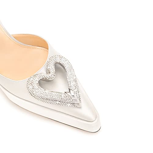 Vertundy Women's Platform Rhinestone Pumps - Ankle Strap Closed Pointed Toe Chunky Heel Satin Triple Heart Fashion Dress Shoes4