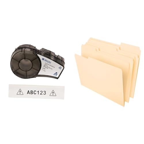 Image of Brady Authentic (M21-750-595-WT) All-Weather Vinyl Label for Indoor /Outdoor ID & Pendaflex File Folders, Letter Size, 8-1 /2 inch x 11 inch, Classic Manila, 1 /3-Cut Tabs in Left, Right