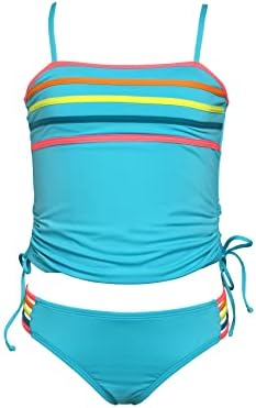 Hobie Girls' Adjustable Tankini Top and Hipster Bottom Swimsuit Set, Blue Hawaii//Smiles for Miles, 16