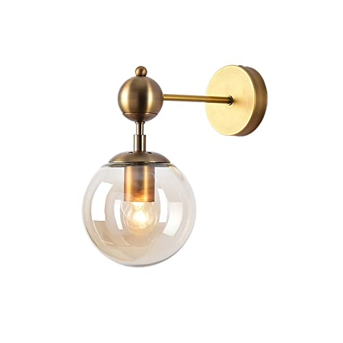 Applique murale dorée E27 en verre haut de gamme pour chambre chic