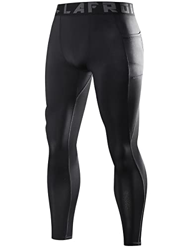 LAFROI YSK08 Collant de Compression à séchage Rapide pour Homme, Pocket Black, L