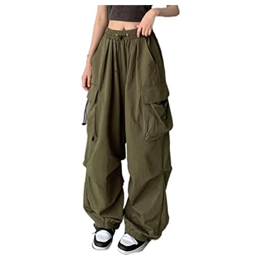 Pantalones cargo para mujer, cintura alta, hip hop, pantalones de jogging, adolescentes, niñas, pantalones cargo, pantalones de deporte, pantalones de correr, ropa deportiva con bolsillos, pantalones