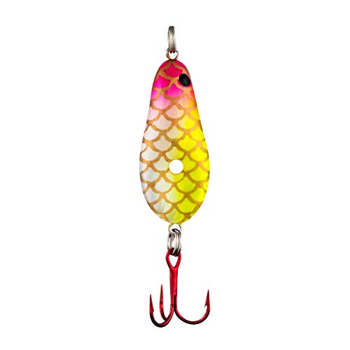 Lindy Glow Spoon Glowing Ice Fishing Lure Jigging Spoon, Clown, 1/8 oz