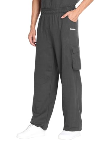 Image of CHKOKKO Men's Baggy Track Pants for Gym Workout Running Casual Wear Sports Lower with Pockets Adjustable Drawstring Waist Lightweight Quick Dry Activewear Fitness