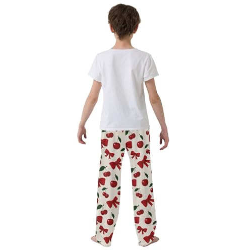 Cherry Bow Pattern Pajama Pants Long Sleep Pant Soft PJ Bottoms Sleepwear3