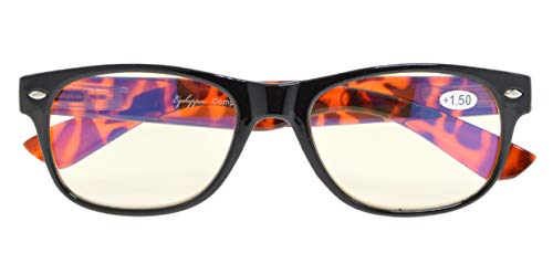 Blue Light Filter UV Protection Classic Eyeglasses Computer Reading Glasses(Demi-Arm) +2.75