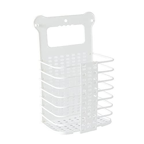 Wzxhew Cesta de lavandería plegable de plástico pequeña para la ropa sucia, cesta colgante con asa, cesta de lavandería plegable alta adecuada para cesta pequeña para baño (A, talla única)