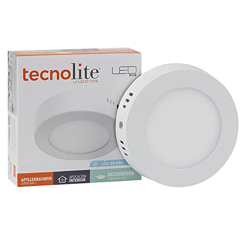 Iluminación, Electronics Tecnolite - Lámpara Plafón LED Techo 6 W, Luz de Día, Interiores, No atenuable, LED integrado
