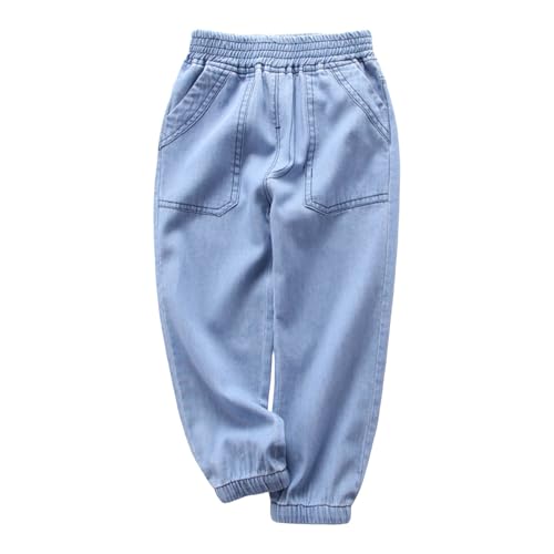 キッズ デニム パンツ staggw 子供 スウェットパンツ 男の子 ズボン キッズ ロングパンツ ストレッチパンツ ジャージ 長ズボン 子供服 ゆったり ゴムウエスト スポーツ カジュアル ジュニア 肌触り良い 通気 吸湿性 吸汗 防蚊 美足効果(スカイ