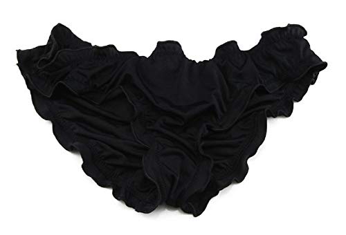 C.X Trendy Sexy Women's Ruffle Wavy Brazilian Bikini Bottom Hipster Swimsuit (US Size 6-8 / Tag XL, Black)