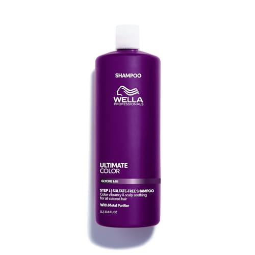 Wella Professionals ULTIMATE COLOR Shampoing Étape 1 – Shampoing couleur professionnel pour cheveux colorés, éclat de la couleur et apaisement du cuir chevelu – Sans sulfate 1000 ml