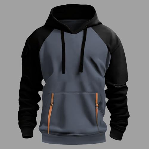 Mens Novelty Color Block Pullover Hoodies Casual Raglan Sleeve Drawstring Hooded Tactical Workout Sweatshirts2