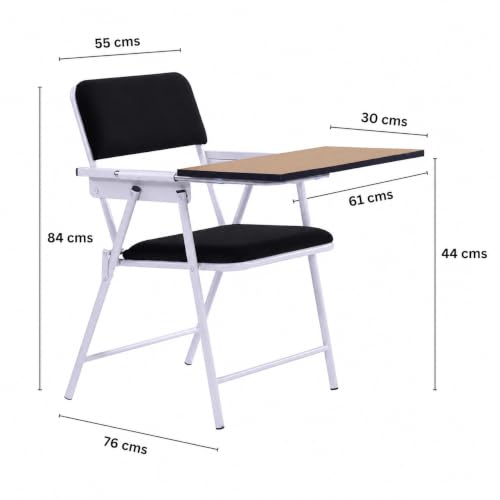 Image of Spacecrafts Folding Cushion Study Chair | Space Saving | Desk Chair | Powder Coated with Cushion | Chair with Writing Pad