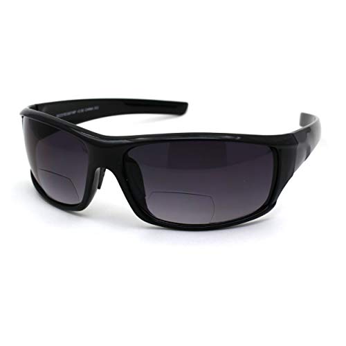 Mens Rectangular Warp Plastic Sport Bi-focal Reading Lens Sunglasses