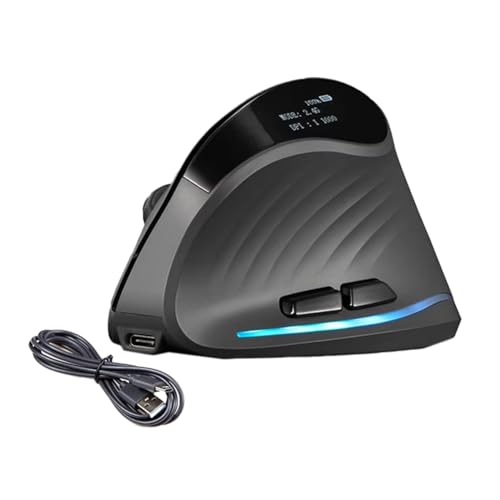 Koolenry Ratón Vertical Inalámbrico Recargable con Pantalla, Ergonómico, Programable, de 6 Botones, para Juegos.