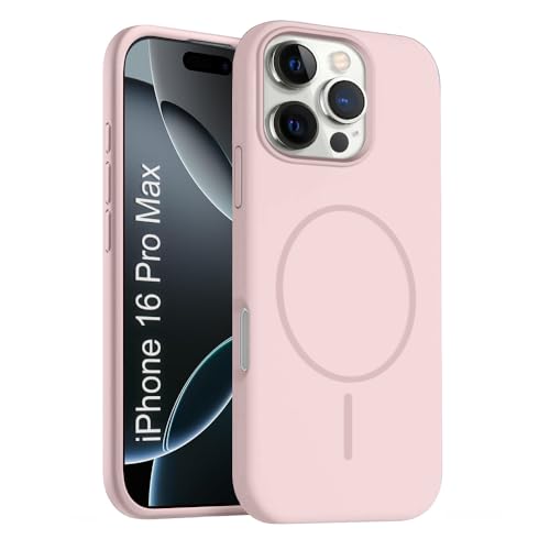 Image of iPhone 16 pro Max Silicone Magsafe Case | Shock Proof Design & Camera Protection | Premium Rubberised Apple iPhone 16 pro Max Cover (Microfiber Lining) | Magnetic Liquid Silicone - Pink