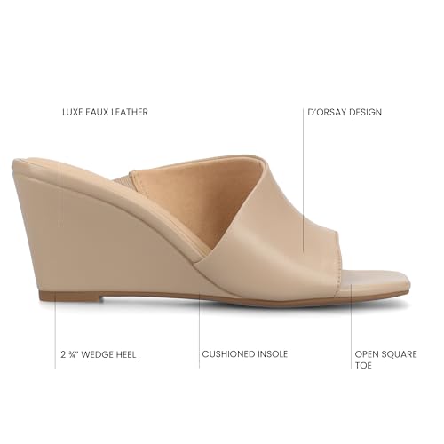 Journee Womens cushioned footbeds Clementine wedge heel sandal D'orsay open toe slip-on faux leather3