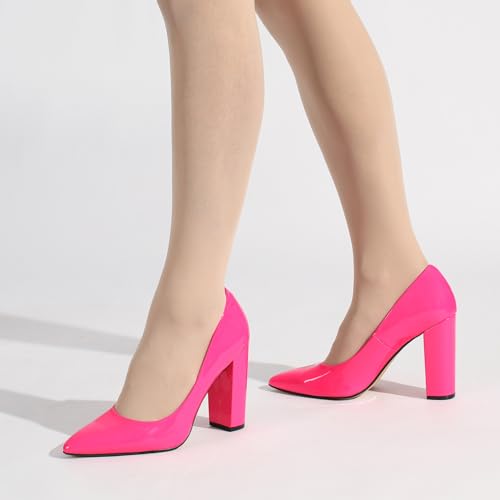Image of Unisex High Heels for Men and Women 4.7 Inch Chunky Block Heels | Pointed Toe Pumps Dress Party Comfortable Shoes