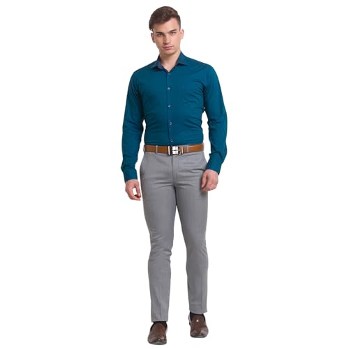 Image of Park Avenue Men's Cotton Blend Two Tone Pattern Slim Fit Cut Away Collar Full Sleeve Casual Shirt