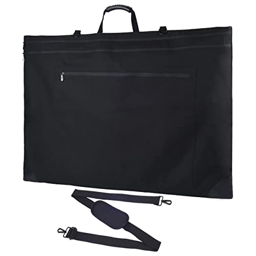 Iscasse Art Portfolio Bag 24X36'' All-Cover Waterproof Zipper 100% Waterproof Portfolio Case Large Size Art Canvas Portfolio Bag With Adjustable Shoulder Strap, Leather Corners, Black Carrying Storage Case For Poster, Drawing And Sketching #TOP17